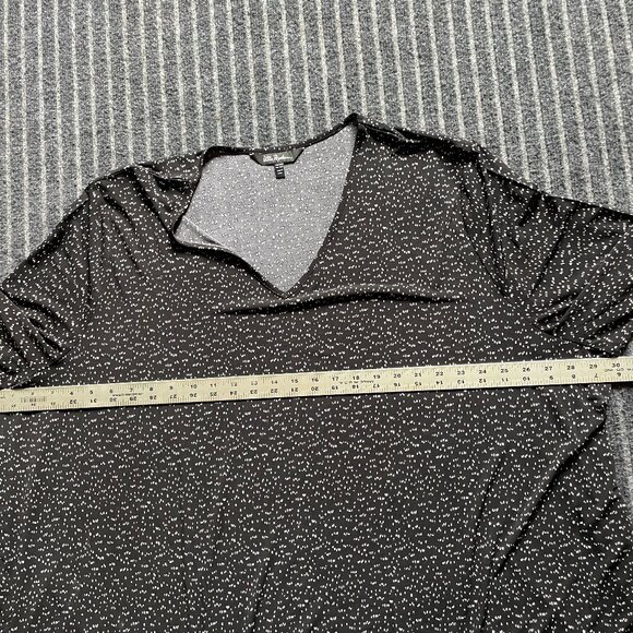 Ulla Popken black with tan and white spots 32/34 Women's Tunic Top poly blend - Picture 3 of 8